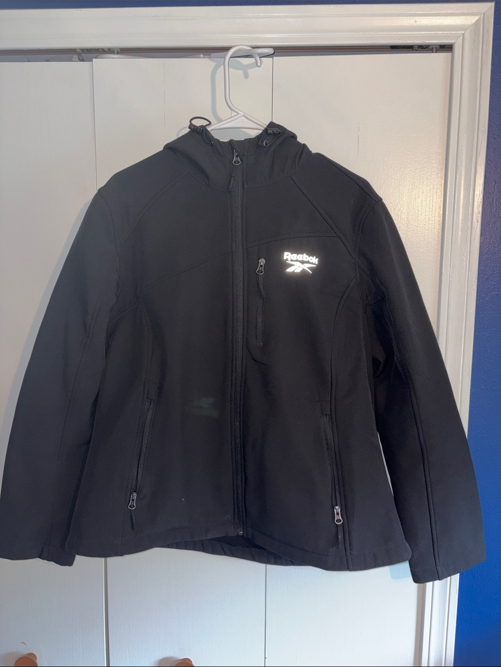 Reebok Black Hooded Softshell Jacket with Chest Logo